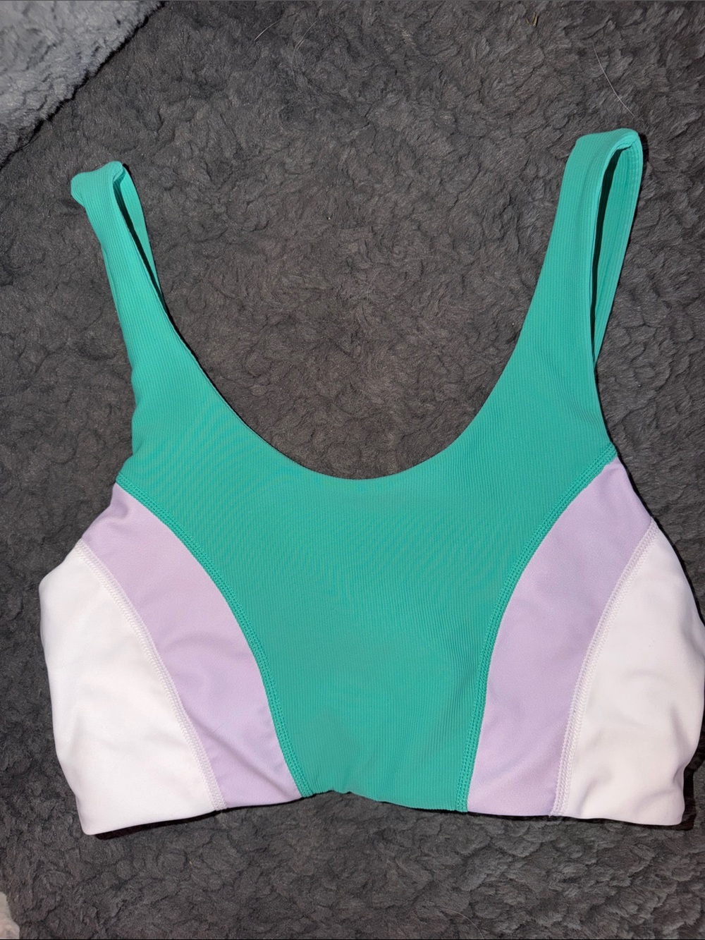 Colorblock Scoop Bralette in Teal, Lavender & White